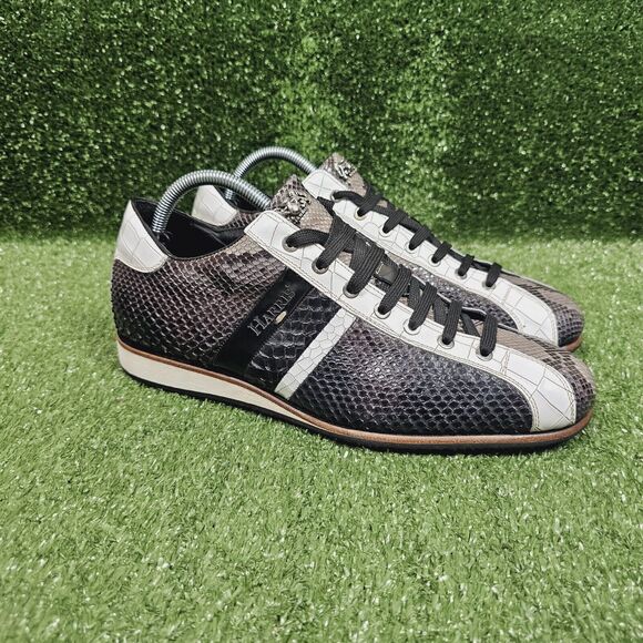 Harris Firenze Sport Exotic Python Leather Italian Sneakers Mens‎ Size EU 8 US 9 - Picture 1 of 13